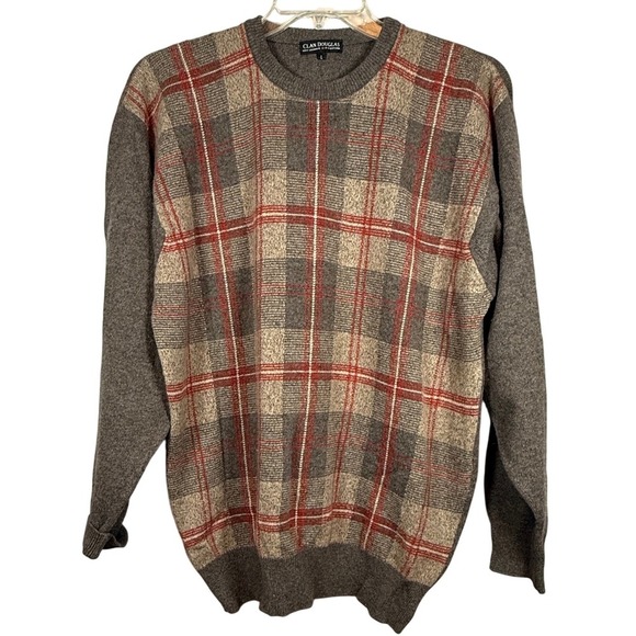 CLAN DOUGLAS 100% Cashmere Plaid Sweater, Crew Neck, Size Large - Picture 4 of 10